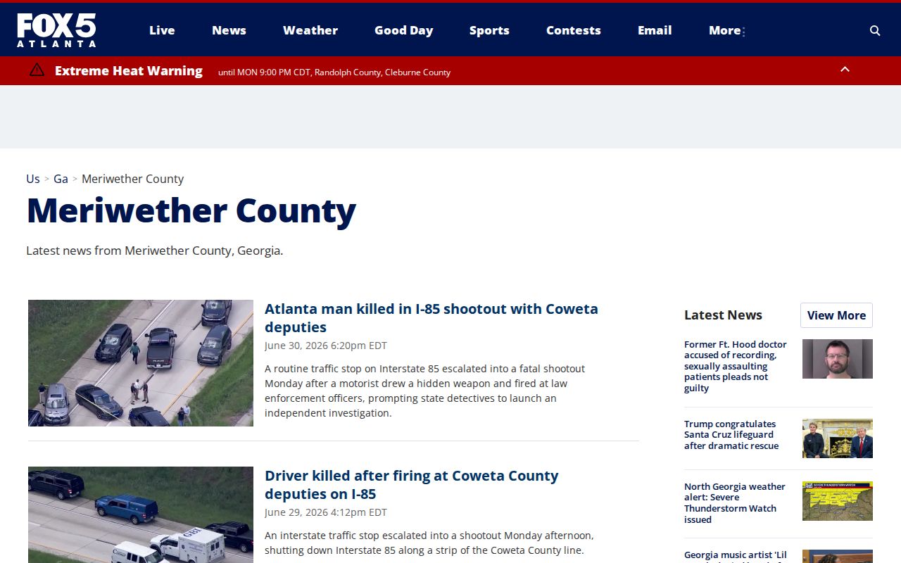 Regional FOX 5 Meriwether County crime news coverage